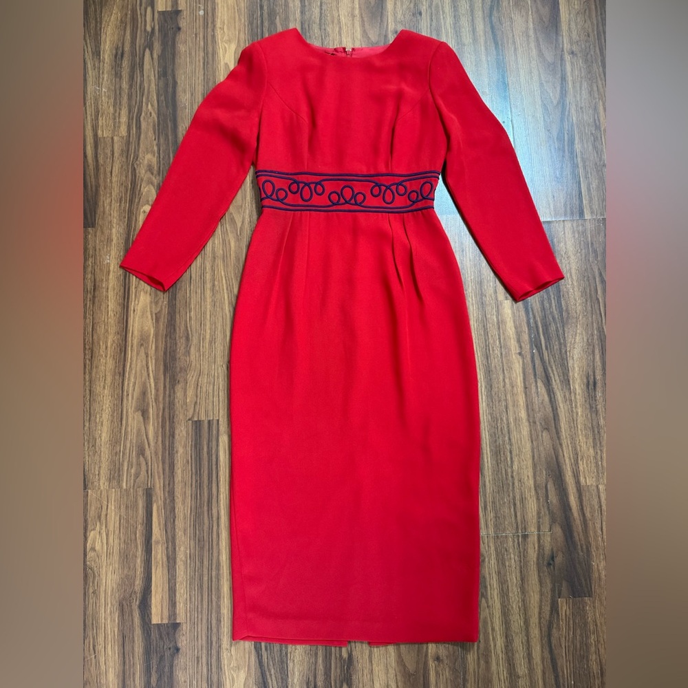 Donna Morgan 3/4 Sleeve Red Sheath Dress Back Zip  Size 8